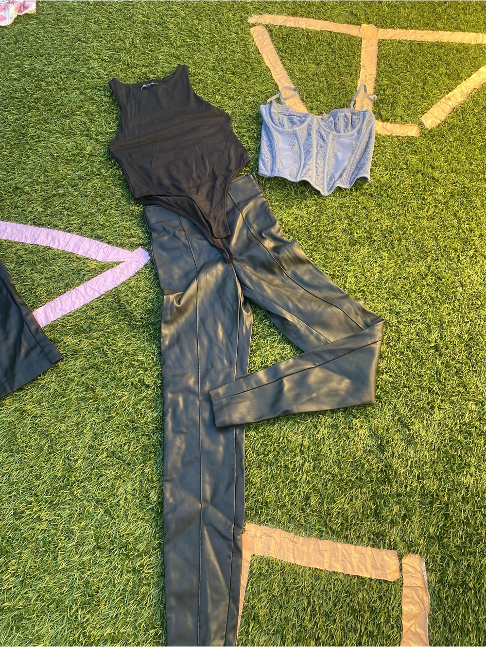 Zara Black Faux Leather Wide Leg Pants